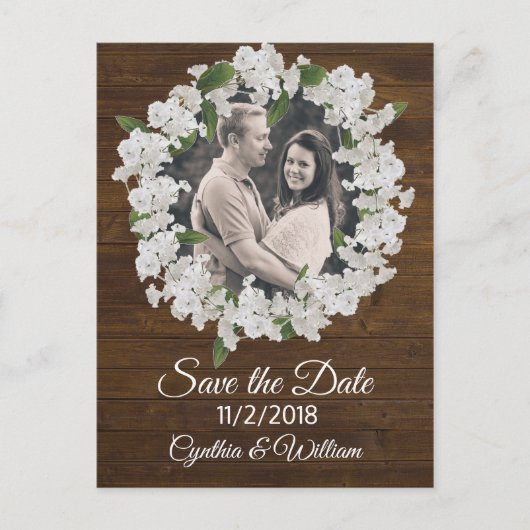 Babys Breath Wreath Bruiloft Save the Date Briefkaart (Voorkant)