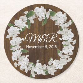 Babys Breath Wreath Rustieke Bruiloft Papier Onder Ronde Kartonnen Onderzetter