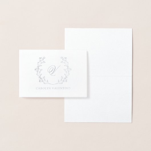 Baby's Breath Wreath Silver Monogram Folie Kaarten (Display)