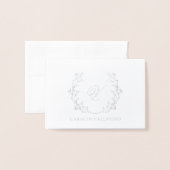 Baby's Breath Wreath Silver Monogram Folie Kaarten (Voorkant met envelop)