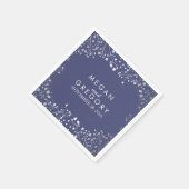 Baby's Breath Zilver Bloemen Navy Bruiloft Servet (Hoek)