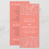 Baby's Breath Zilver Koraal Trouwprogramma's Programmakaart (Voorkant / Achterkant)