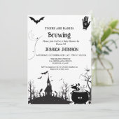 Baby's Brewing Twin Halloween zwart Baby shower Kaart (Staand voorkant)