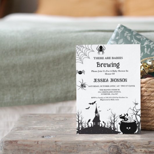 Baby's Brewing Twin Halloween zwart Baby shower Kaart