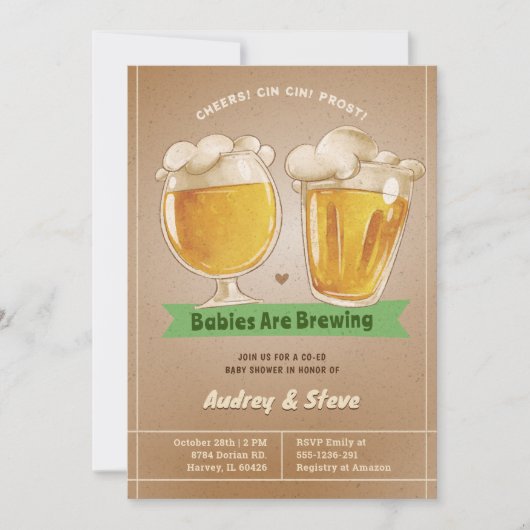 Baby's brouwen tweelingbier Baby shower Kaart (Voorkant)