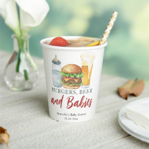Baby's, Burgers en Bier Baby shower Papieren Bekers