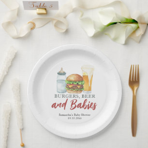 Baby's, Burgers en Bier Baby shower Papieren Bordje