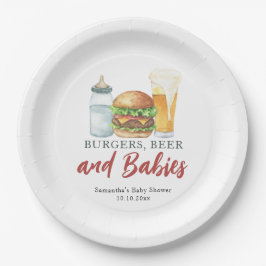 Baby's, Burgers en Bier Baby shower Papieren Bordje