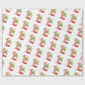 Baby's Cherry Eerste Verjaardag met Rood Gingham Cadeaupapier (Vlak)