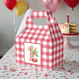 Baby's Cherry First Red Gingham Birthday Bedankdoosjes