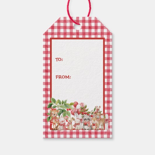 Baby's Cherry First Red Gingham Birthday Cadeaulabel (Voorkant)