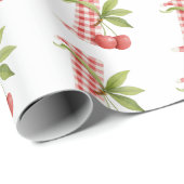 Baby's Cherry First Red Gingham Birthday Cadeaupapier (Rol Hoek)