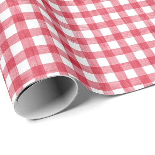 Baby's Cherry First Red Gingham Birthday Cadeaupapier (Rol Hoek)