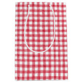 Baby's Cherry First Red Gingham Birthday Medium Cadeauzakje (Voorkant)