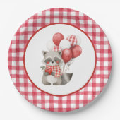 Baby's Cherry First Red Gingham Birthday Papieren Bordje (Voorkant)