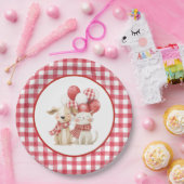 Baby's Cherry First Red Gingham Birthday Papieren Bordje (Feest)