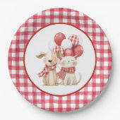 Baby's Cherry First Red Gingham Birthday Papieren Bordje (Voorkant)