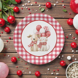 Baby's Cherry First Red Gingham Birthday Papieren Bordje