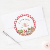 Baby's Cherry First Red Gingham Birthday Ronde Sticker (Envelop)