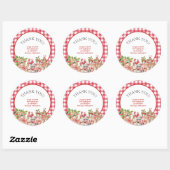 Baby's Cherry First Red Gingham Birthday Ronde Sticker (Vel)