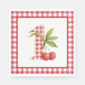 Baby's Cherry First Red Gingham Birthday Servet (Voorkant)