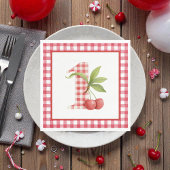 Baby's Cherry First Red Gingham Birthday Servet
