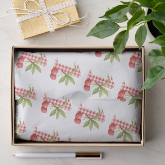 Baby's Cherry First Red Gingham Birthday Tissuepapier (Geschenk)