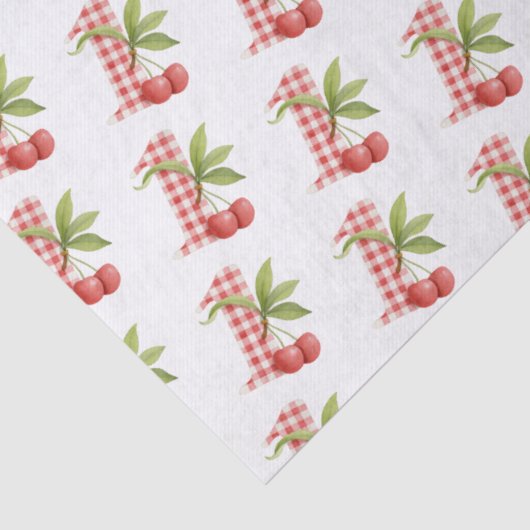 Baby's Cherry First Red Gingham Birthday Tissuepapier (Detail)