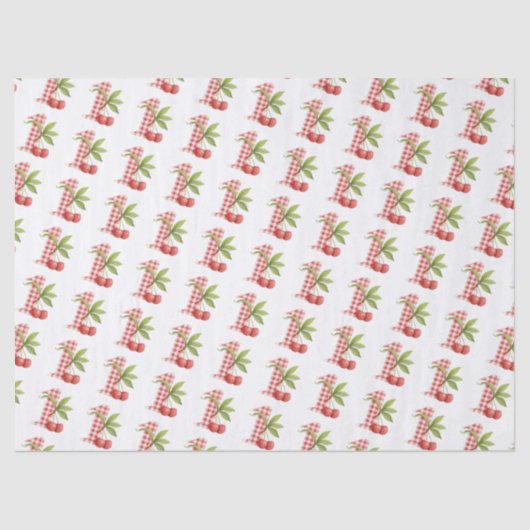 Baby's Cherry First Red Gingham Birthday Tissuepapier (Voorkant)