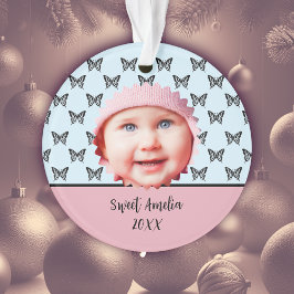 Baby's Christmas Butterfly Pastel Foto Ornament