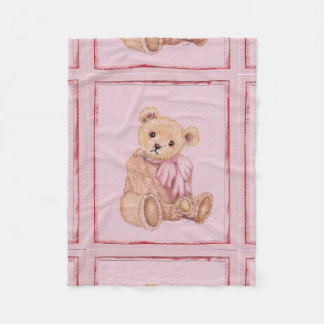 Baby's deken, Teddy beer, Roze Fleece Deken
