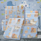 Baby's & Dieren Internationaal Blauw Cadeaupapier