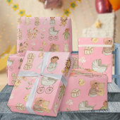 Baby's & Dieren Internationaal Roze Cadeaupapier