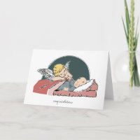 Baby's doop Wenskaart-engel Tucking Baby in