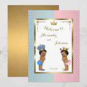 Baby's Douche TWINS, roze blauw, elegante backgrd  Kaart (Voorkant / Achterkant)