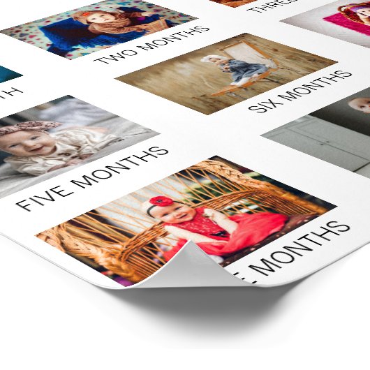 Baby's een jaar oud modern 1e eerste verjaardagsfe poster (Hoek)