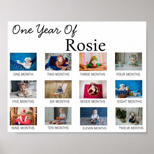 Baby's een jaar oud modern 1e eerste verjaardagsfe poster (Voorkant)