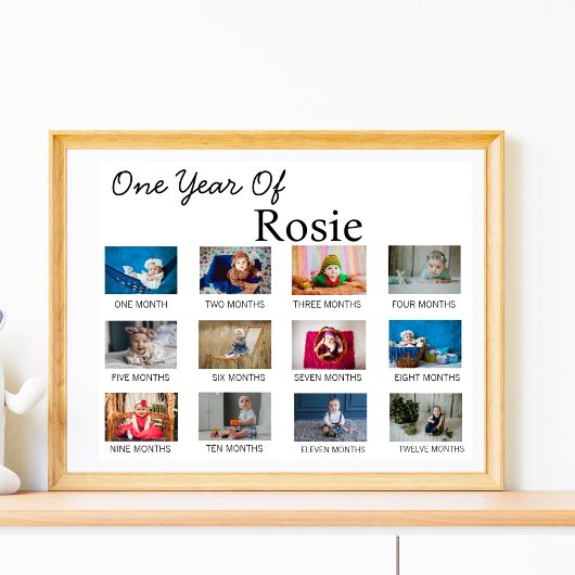 Baby's een jaar oud modern 1e eerste verjaardagsfe poster