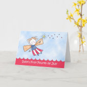 Baby's eerste 4 juli, Fairy Wenskaart Kaart (Gele Bloem)