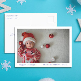 Baby's eerste aangepaste kerstfoto-Briefkaart Feestdagenkaart