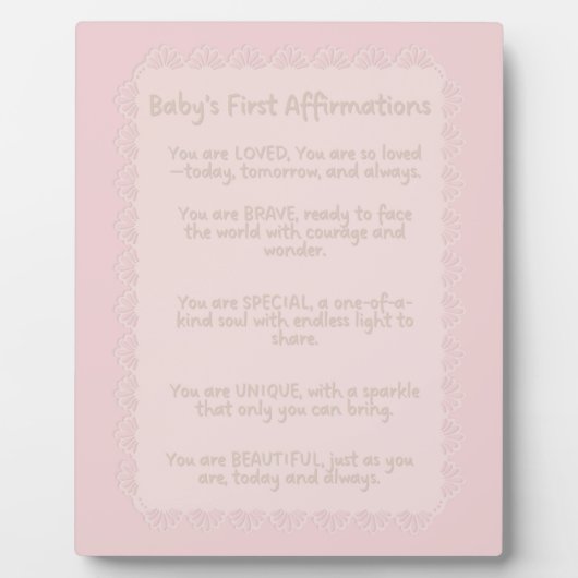 Baby's Eerste Affirmaties | Positieve Nurserymuur Fotoplaat (Voorkant)