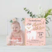 Baby's eerste alpaca-verjaardagsfeestje met foto kaart (Staand voorkant)
