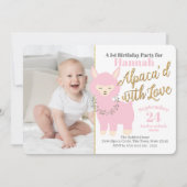 Baby's eerste alpaca-verjaardagsfeestje met foto kaart (Voorkant)