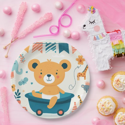 Baby's eerste bad papieren bordje (Feest)