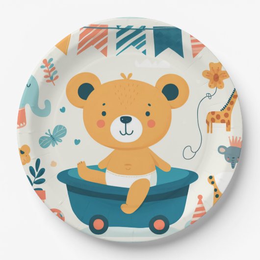 Baby's eerste bad papieren bordje (Voorkant)