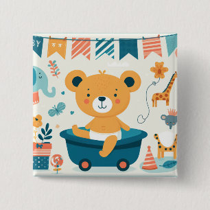 Baby's eerste bad vierkante button 5,1 cm