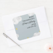 Baby's Eerste Bibliotheek Boekplaat Blauw Grijs Wo Vierkante Sticker (Envelop)