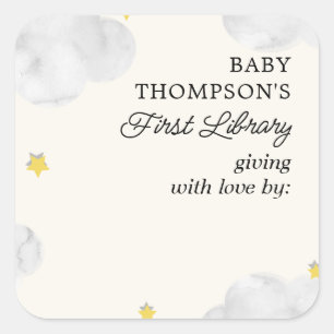 Baby's eerste bibliotheek Boekplaat Neutrale wolke Vierkante Sticker