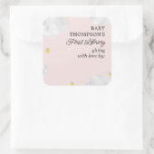 Baby's Eerste Bibliotheek Boekplaat Roze Wolken Vierkante Sticker (Tas)