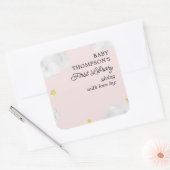 Baby's Eerste Bibliotheek Boekplaat Roze Wolken Vierkante Sticker (Envelop)